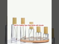 Botella de vidrio con muestra de tipo de sellado en rodillo