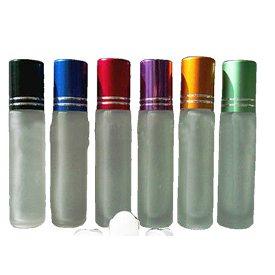 Blue Color Small Glass Roll On Aromatherapy Bottles Round Shape Frosted Surface