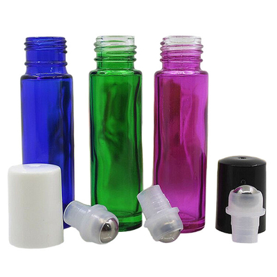 Metal Ball Roll On Essential Oil Glass Bottles , Cobalt Blue Bottles For Essential Oils