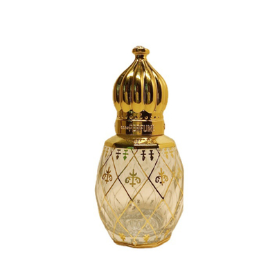 Botellas de vidrio tallado con electrochapado de 8 ml para aceites esenciales, embalaje de perfume, tapa de corona dorada