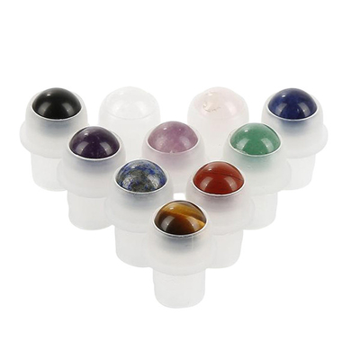 Venta al por mayor 10 ml de vidrio de rollo en botellas con tapas Varios conveniente y práctico rollo en botella de plástico rosa natural de piedra preciosa rodillo